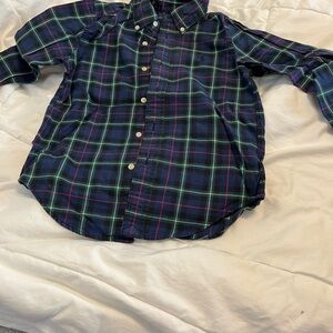 Ralph Lauren Navy and Green Plaid Kids Button-Down Shirt